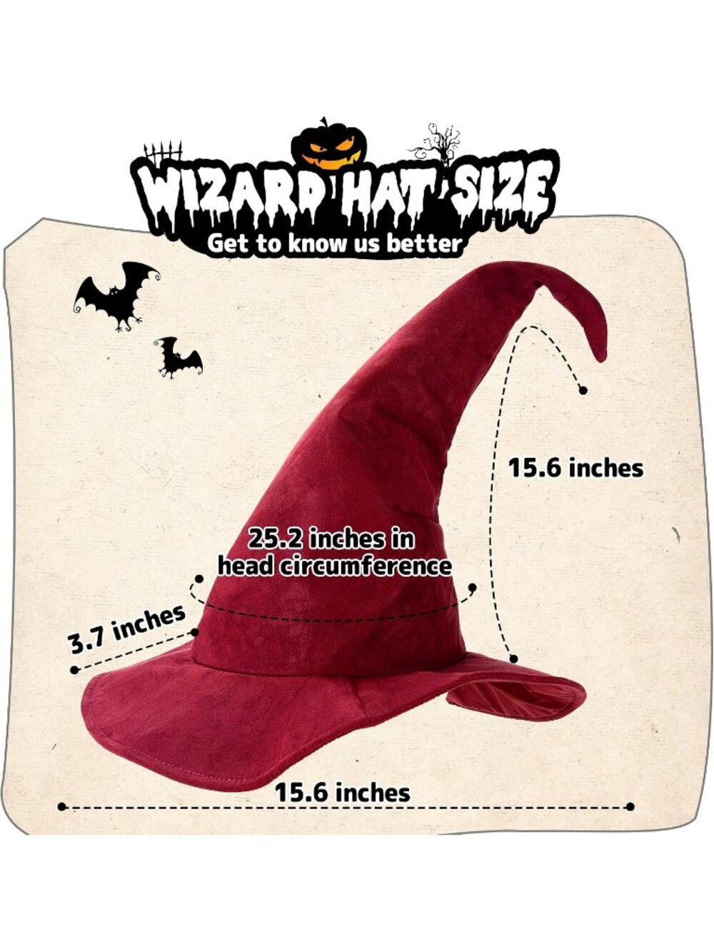 Women's Wine Halloween Wizard Witch Hats Cosplay Costume Accessory For Party - Picture 2 of 7
